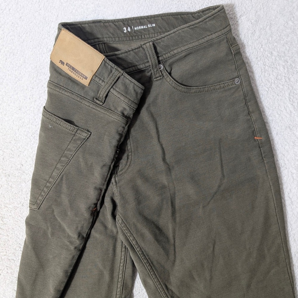 The Normal Brand 5 Pock Pants Mens 34/30 Olive Green Normal Slim viscose Stretch